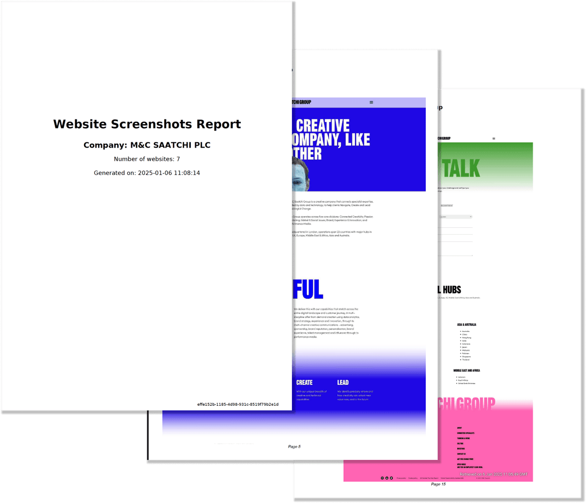 Screenshot documentation interface