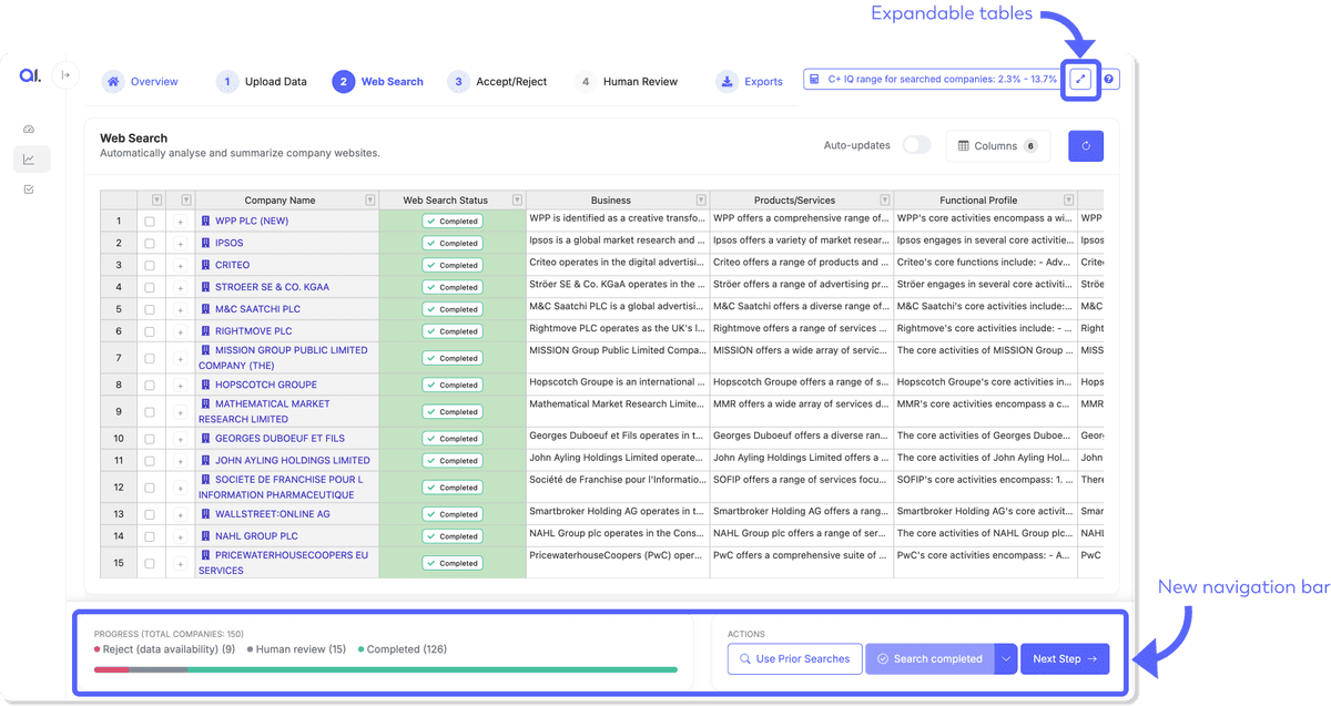 Streamlined navigation interface